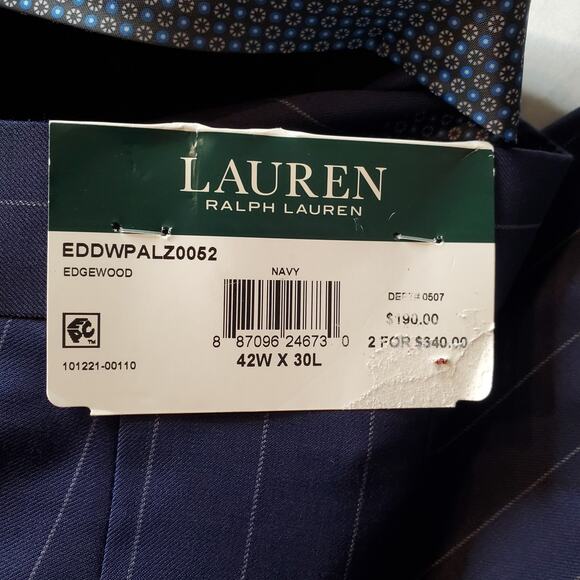 Ralph Lauren Men's Size 42X30 NWT Edgewood Dress Pants Tapered Leg Striped Blue - Picture 8 of 8